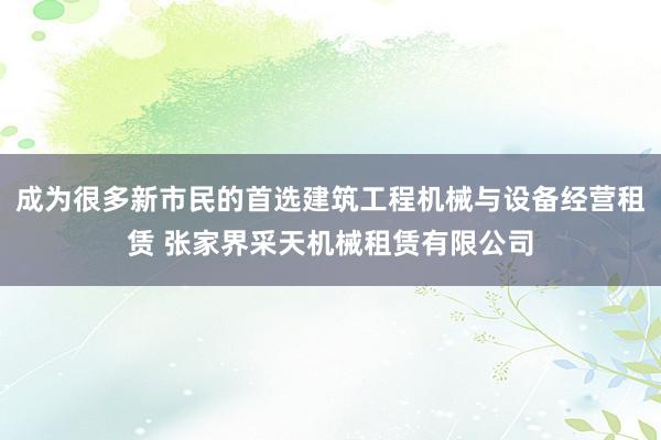 成为很多新市民的首选建筑工程机械与设备经营租赁 张家界采天机械租赁有限公司