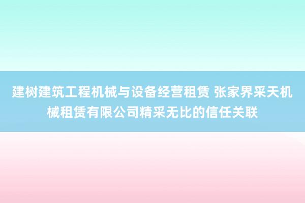 建树建筑工程机械与设备经营租赁 张家界采天机械租赁有限公司精采无比的信任关联
